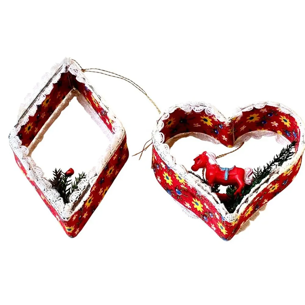 Vintage Cookie Cutter Christmas Ornament Handmade Heart Hobby Horse Flowers
